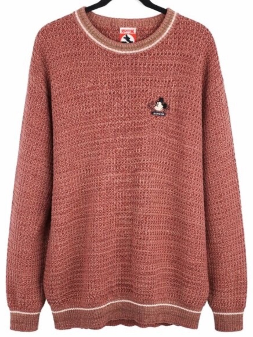 Vintage Mickey INC Sweater Long Sleeve Chunky Knit Maroon Embroidered XL Disney